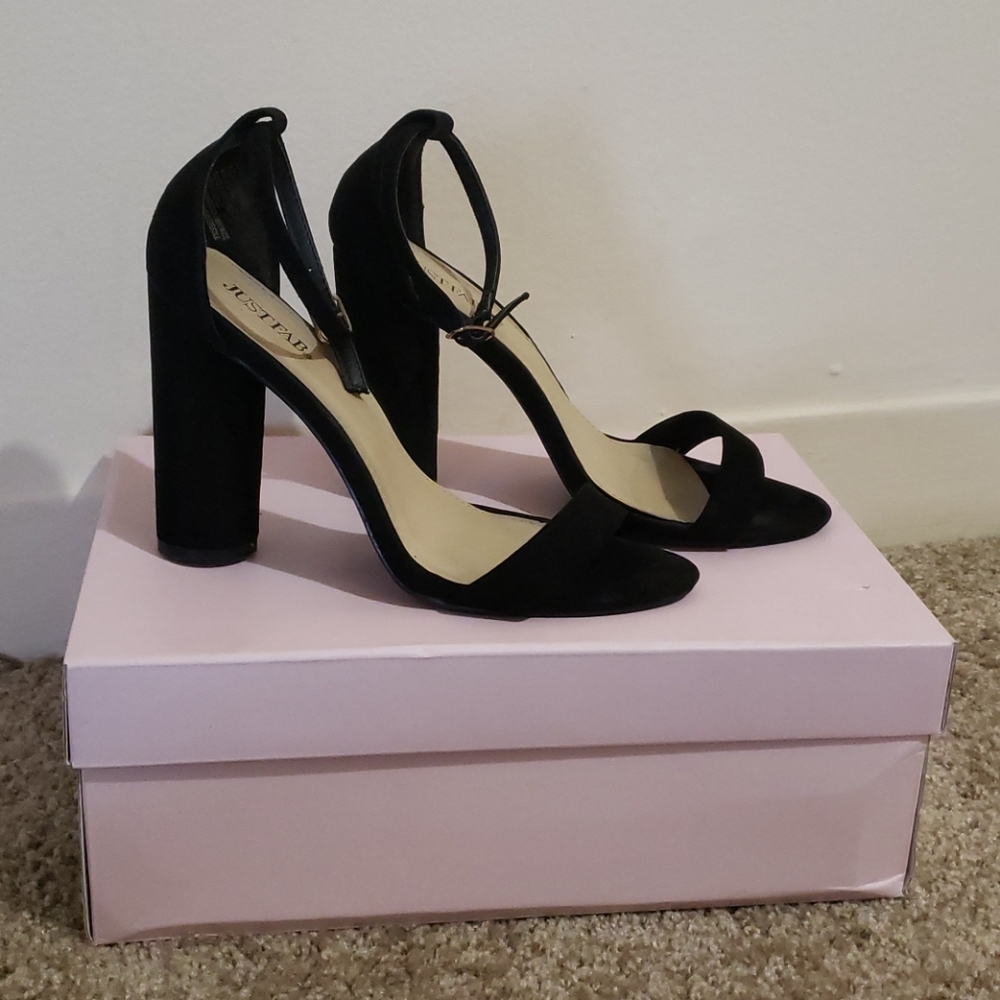 HOST PICK Black Suede JustFab Elena Heels